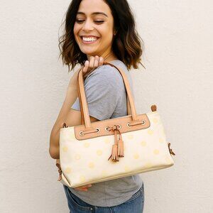 Dooney and Bourne yellow polka dot shoulder bag